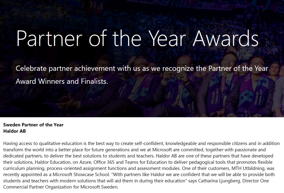 Partner of the year awards